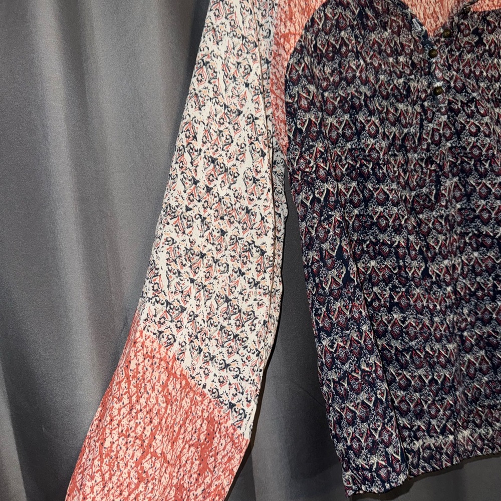 Lucky Brand Boho Multicolor Patterned Blouse - image 4